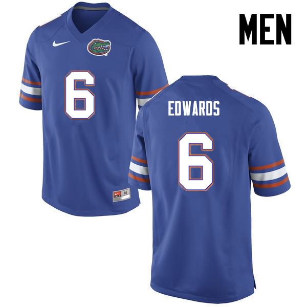 NCAA Florida Gators Brian Edwards Men's #6 Nike Blue Stitched Authentic College Football Jersey MZK2264UI